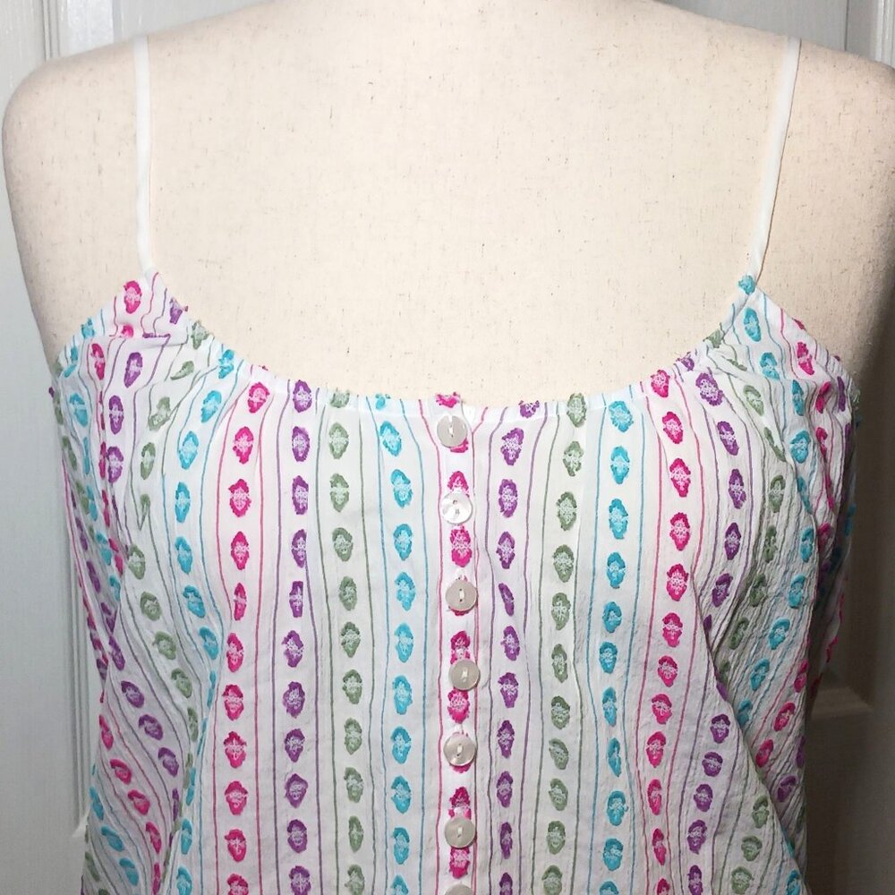 NEW ModCloth Can't Stop Giggling Embroidered Tie-Back Camisole White Dots Size M - Picture 5 of 12